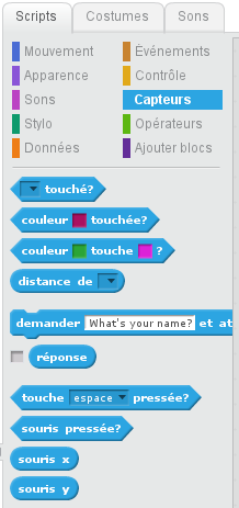 Blocs dans Scratch